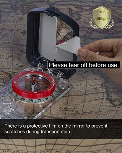BIJIA Orienteering Map Compass -Sighting Mirror Compass with Adjustable Declination,Clinometer and LED Light for Hiking,Camping,Orienteering,Hunting,Global Mountaineering, Navigating and SAR Training