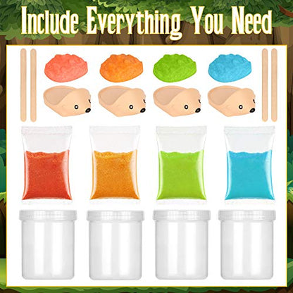 Crystal Growing Kit - 4 Vibrant Hedgehogs Fast 24H, STEM Gift for Kids 6-12 - color: 4 Hedgehog Crystal