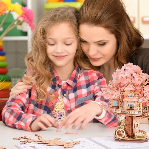 Rolife 3D Puzzles for Adults, Cherry Blossom Bonsai Tree Plants, Japanese Sakura Tree House Flowers Building Set for Adults for Table Toys & Home Decor, Creative Birthday Gift for Girls&Boys (535 PCS)