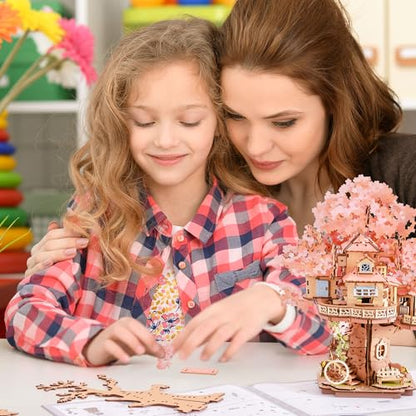 Rolife 3D Puzzles for Adults, Cherry Blossom Bonsai Tree Plants, Japanese Sakura Tree House Flowers Building Set for Adults for Table Toys & Home Decor, Creative Birthday Gift for Girls&Boys (535 PCS)