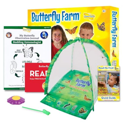 Insect Lore Butterfly Farm with Pre-Paid Voucher to Redeem Caterpillars - Ultra-Clear Dome Habitat, STEM Journal, Chrys-A-Lid Holder - Give the Gift of Raising Painted Lady Butterflies