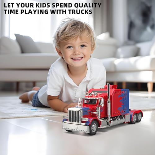 OANMYJJO Semi Truck Car Toy Heavy Tow Trucks and Trailer Toys Car for Boys - color: Red