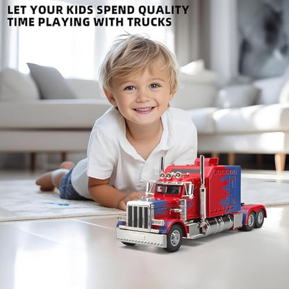 OANMYJJO Semi Truck Car Toy Heavy Tow Trucks and Trailer Toys Car for Boys - color: Red