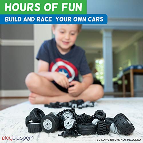 Play Platoon 144 Piece Wheels, Tires & Axles Set, Building Brick Compatible - color: 144 Piece Set of Wheels and Axles