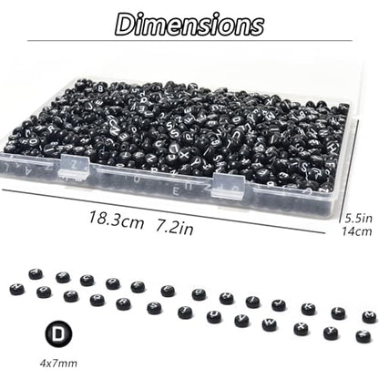 YMSDZHL Alphabet Beads A-Z 1300Pcs Letter Bead for Bracelet Jewelry Making - color: White Black