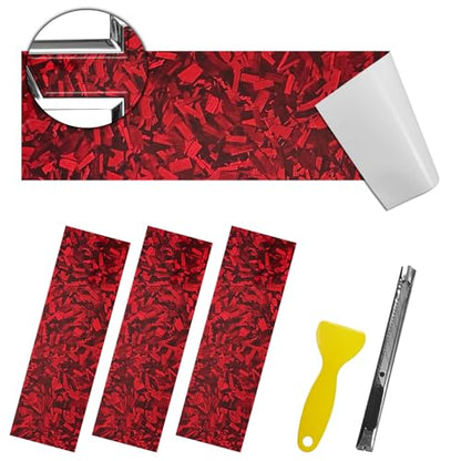 QianBao Compatible with 11.8" x 4" Chevy Bowtie Emblem Vinyl Wrap Kit - color: Forged Carbon Fiber Red 3