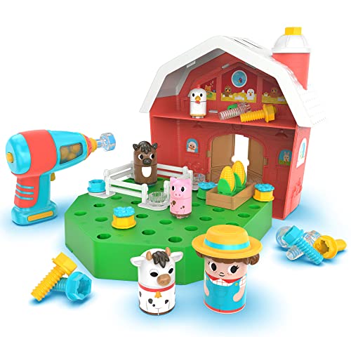 Educational Insights Design & Drill Bolt Buddies Barn - Construction Toys & Tools for Kids, Take Apart STEM Set with Real Electric Toy Drill, Pretend Play Building Kit, Gifts for Toddlers Ages 3+