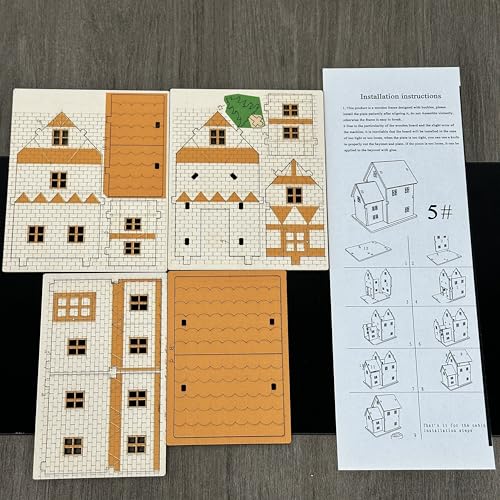 Log Cabin 3D Wooden House Puzzle,DIY Mini Building Model Kit，004 - color: 004