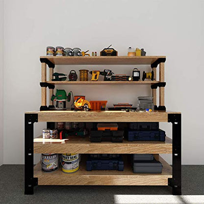 FLEXIMOUNTS Workbench Legs, Heavy Duty Workbench Kit with Shelf for DIY Custom, Maximum 96" Length, 48" Width for Garage Storage, Workshop, Shelving, Lumber Not Included