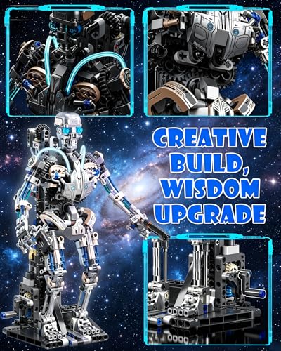 Mechanical Skeleton Robot Building Set with Light for Adults, Compatible with Lego Robot, 692PCS Skull Alien Model Toys for Home/Office Decor, Movable Joint Design Skeleton Kits Gifts for Boys 8-14 - style: Mechanical Robot