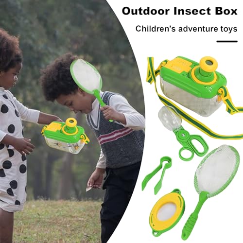 Bug-Catcher for Kids,Kids Bug-Catching Kit Gifts Kids Animal Catcher Kit with Viewer Box Butterflies Net Scissor Clip Tweezer Magnifying Glass Outdoor Nature Exploration Animal Catching Kit 1 Set