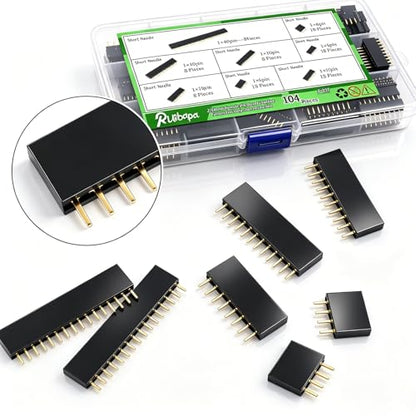 104PCS 2.54mm Male and Female Pin Header Connector Assortment Kit - size: 104pcs-Female Pin Header Connector
