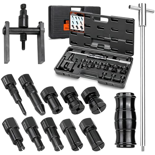 12pcs Motorcycle Blind Hole Collet Bearing Puller Set, Internal Bearing Extractor Puller Kit Slide Hammer Bearing Puller with Expandable Collets 8-32mm Inner Bearing Remover Tool (12-Piece)