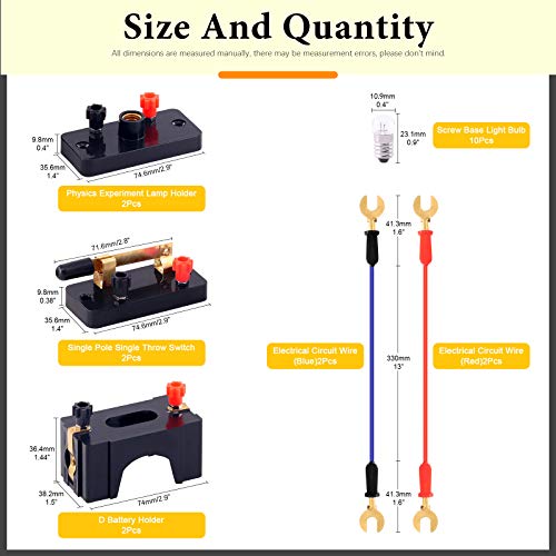 20 Pcs Electrical Circuit Experiment Kit Includes Screw Base Light Bulbs, Miniature Bulb Holder, Wire Connector, D Battery Holder, Series Circuits DIY Materials - style: Electrical Circuit Experiment Kit