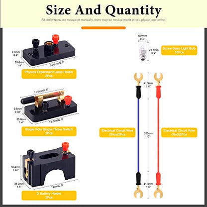 20 Pcs Electrical Circuit Experiment Kit Includes Screw Base Light Bulbs, Miniature Bulb Holder, Wire Connector, D Battery Holder, Series Circuits DIY Materials - style: Electrical Circuit Experiment Kit