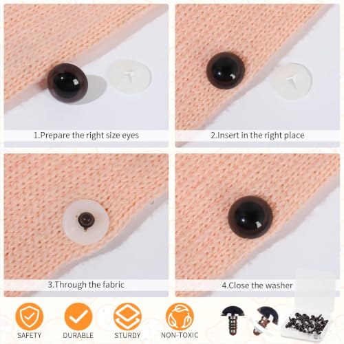 MUCUNNIA 80pcs 18mm Brown Safety Eyes for Crocheting with Washers - size: 18mm