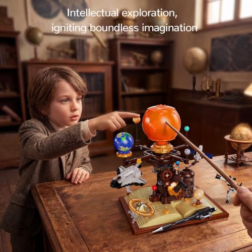 672Pcs Spinning Solar System Building Block Set, Rotating Planet Model Kit