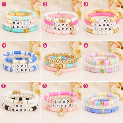 Bead Bracelet Making Kit –3600 Colorful Clay Beads Set with Gold Beads,Polymer Heishi Beads Charms – Jewelry Making Supplies for Crafting, Handmade Accessories & DIY Projects - color: style 08