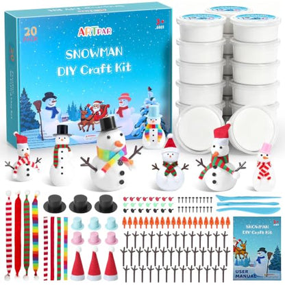 ARTPAR 20 Pk Clay Snowman Kit,Christmas Stocking Stuffers Craft for Kids