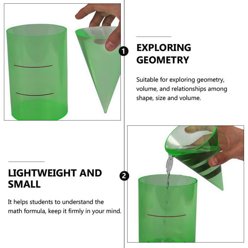 SHINEOFI Cylinder Cone Mathematical Volume Ratio Demonstrator Geometric Model Teaching Tools for Cone and Cylinder Math 3D Shapes Learning Classroom Volume Exploration 5.90 X 3.93 X 3.93 in