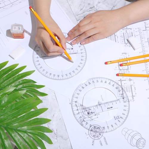 2 Pack 360 Degree Protractor, 6 Inch Multifunctional Drawing Ruler, Classic - style: Classic