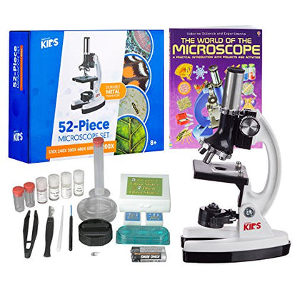 AmScope M30-ABS-KT2-W-WM 1200X Monocular Compound Microscope 52-Pc LED Kit - style: E) Kit + Book