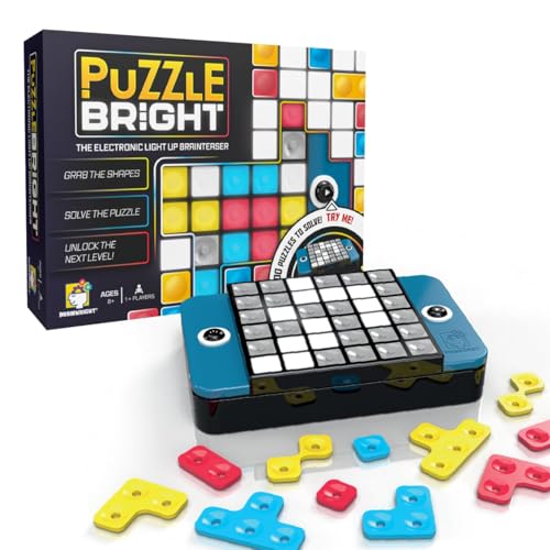 Brainwright - Puzzle Bright - Interactive Light-Up Brain Teaser with 300+ Challenges, Ages 8+, 1+ Players