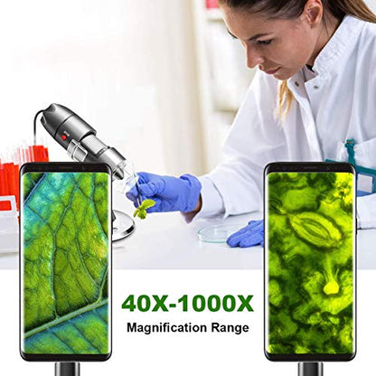 USB Digital Microscope Compatible with Android Windows Linux Mac - color: Gray