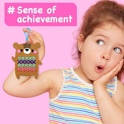 EZCRA My First Cross Stitch Kit for Kids Ages 4-8, 8 No Mess Felt Animals - color: 8-in-1 Animal