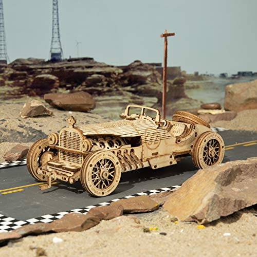 ROKR Model Car Kits Wooden 3D Puzzles Model Kits for Adults Educational Brain Teaser Assembly Model, Desk Decor/DIY Hobbies/Gifts (Grand Prix Car) - style: MC - Grand Prix Car