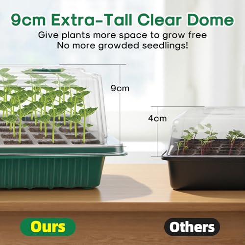 BlumWay Seed Starter Tray with Grow Light, Humidity Dome, 3 Pack 120 Cells - size: 3 Pack 120 Cells