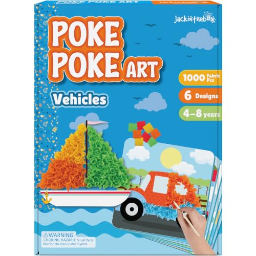 jackinthebox Poke Poke Art – Mess-Free Sewing Art for Kids, Great Gift for Children, Toys for Girls and Boys Ages 4 5 6 7 8 (Vehicle) - style: Vehicles