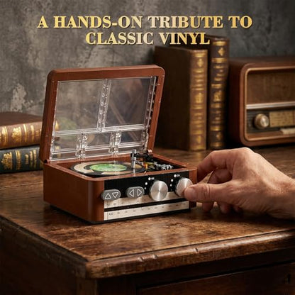 NEWABWN Record Player Building Set Compatible with Lego Spinning Vinyl - style: D
