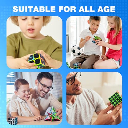 AuntyFey Speed Cube Set 5 Pack Bundle of 2x2, 3x3, 4x4, 5x5,Pyraminx