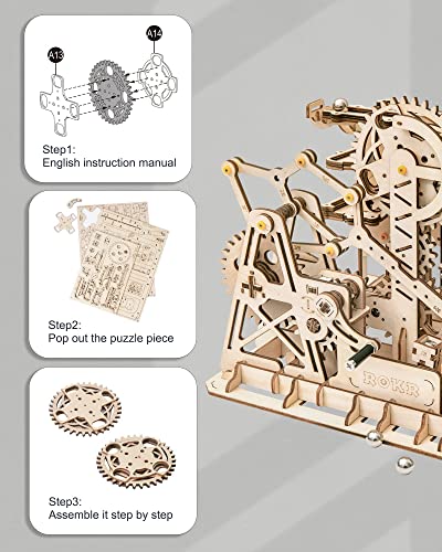 ROKR 3D Wooden Puzzle-Mechanical Model-Wooden Craft Kit-DIY Assembly Toy-Mechanical Gears Set-Brain Teaser Games-Best Gifts for Adults & Teens Age 14+(LG504-Fortress)