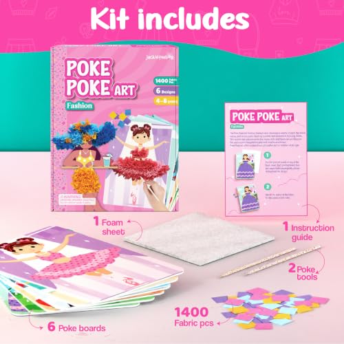 jackinthebox Poke Art Fashion Art Craft Kit for Girls, Kids, Toys, Ages 4-8 - style: Fashion