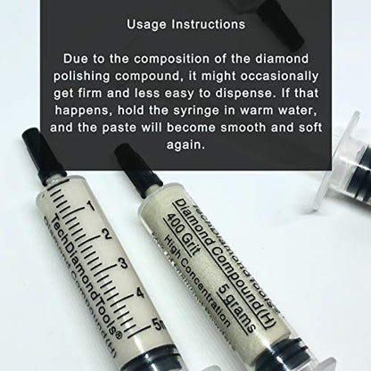TechDiamondTools Diamond Polishing Paste Kit — 3 Grits (500, 800, 1200) | USA Made | Oil-Based Syringes | Progressive Polishing Set for Metal, Glass, Gemstone, Knife, Jewelry | 10% Diamond Powder - size: 500 800 1200 Grit, style: Light 10% concentration