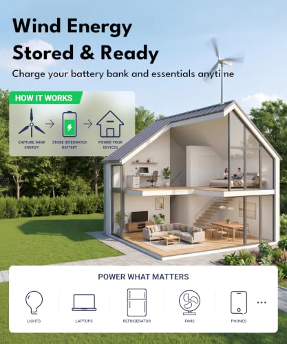 Windmill 400W 12V Land and Marine Wind Turbine Generator kit. Inbuilt MPPT Charge Controller + Automatic and Manual Braking System with Amps Meter. DIY Installation
