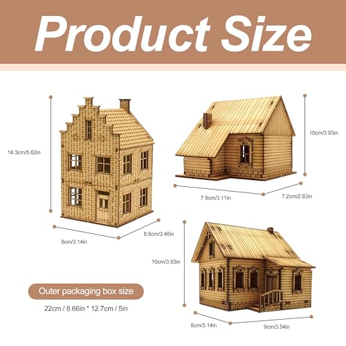 1/72 Scale European House Model Kit – Wooden 3D Puzzle for Adult Hobbyists, Paintable Architectural Display Craft. (Classic) - style: Classic