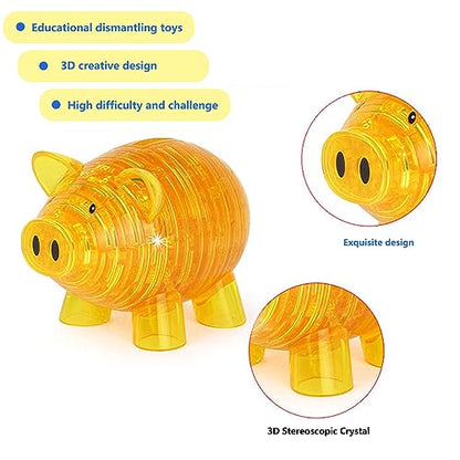 3D Crystal Pig Puzzle, Functions as a Piggy Bank, Crystal Puzzle Brainteasers for Puzzlers Ages 16 and Up, 94 PCS (Yellow) - color: Yellow-pig