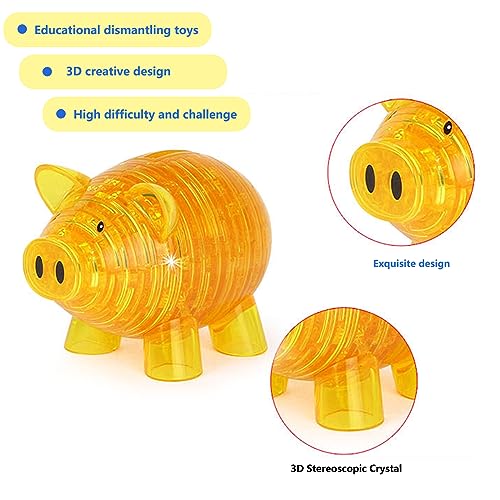 3D Crystal Pig Puzzle, Functions as a Piggy Bank, Crystal Puzzle Brainteasers for Puzzlers Ages 16 and Up, 94PCS (Pink) - color: Pink-pig
