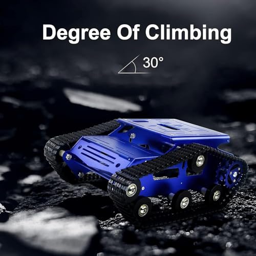 Smart Robot Car Chassis Kit Full Metal Big Tank Chassis with 2WD Motors for Arduino Raspberry Pi Jetson Python DIY Smart Car Learning Kit(Blue1, with Encoder Motor) - color: Blue1
