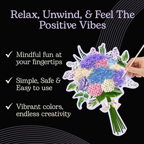 Unwynd Poke Art Hydrangea Flower Bouquet Kit for Adults, Women and Teens - style: Hydrangea