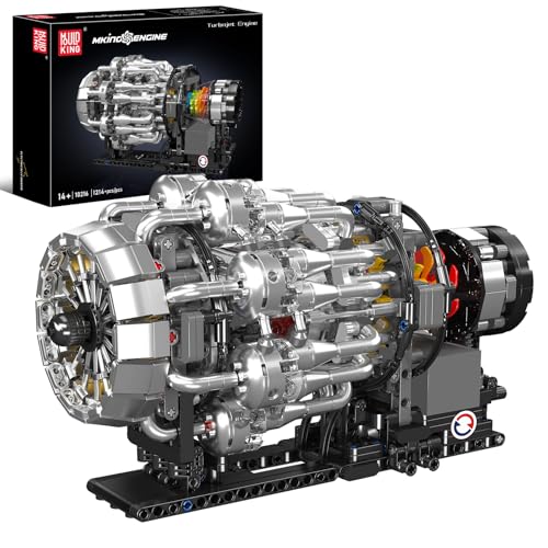 Mould King 10216 Turbojet Engine Building Sets, Mechanical Aviation Aircraft Engine Model Kit That Runs, Build Your Own STEM Model Engine, Gift for Age 14+/Adult Collections Enthusiasts (1214+ PCS) - style: MK-10216