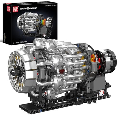 Mould King 10216 Turbojet Engine Building Sets, Mechanical Aviation Aircraft Engine Model Kit That Runs, Build Your Own STEM Model Engine, Gift for Age 14+/Adult Collections Enthusiasts (1214+ PCS) - style: MK-10216