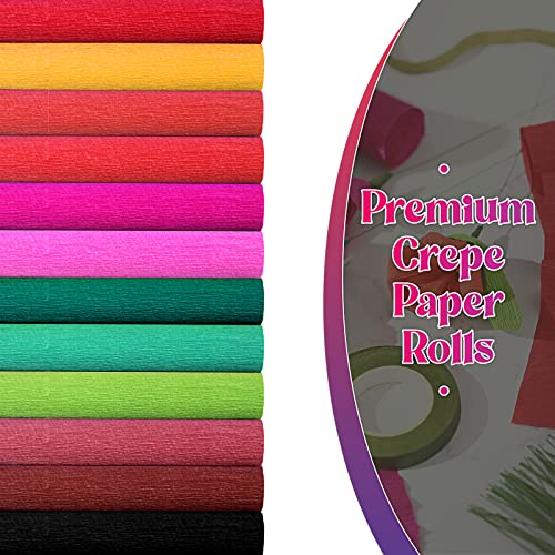 Chrisfall 12 Rolls Crepe Paper Streamers, 8 Feet X 10 Inch, Elegant Colors - color: Elegant Colors