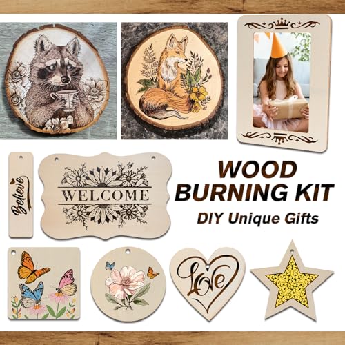 K KERNOWO Wood Burning Kit - 81Pcs All-in-One Wood Burning Tool Pen Adjustable Temperature Wood Burner Kit Crafts Gifts for Adults & Teens, Woodburning Kits for Beginner Pyrography - color: Orange