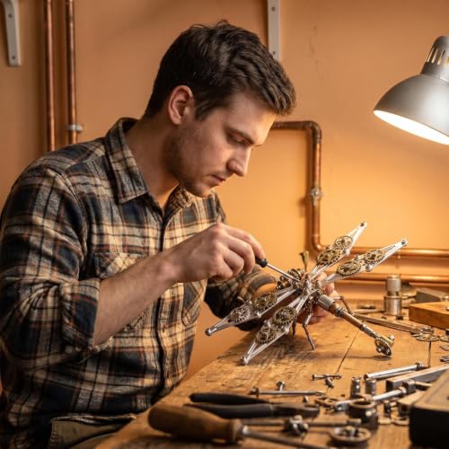 Steampunk Dragonfly 3D Metal Puzzle : 140+ Pcs 2-3 Hrs Screw Build Desktop Display Ornament DIY Assembly Gift for Father Men Teens Christmas & Birthday Gift(Dragonfly B) - style: Dragonfly B
