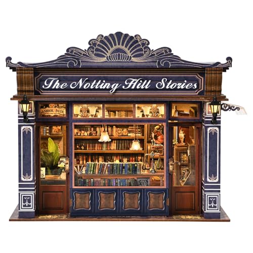 TOYQI Book Nook Kit, DIY Miniature Dollhouse Kit for Adults and Teens - color: Notting Hill Stories