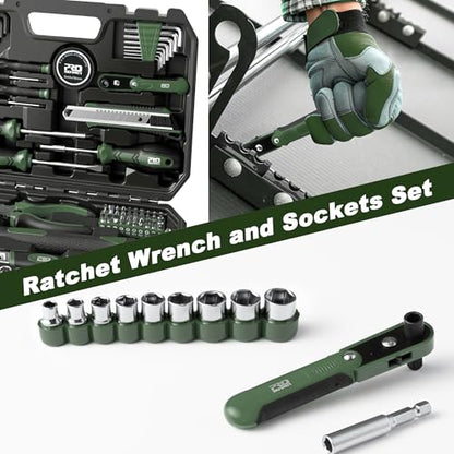 Prostormer 160-Piece Tool Set, Basic Home Repair Kit, Green - color: Green